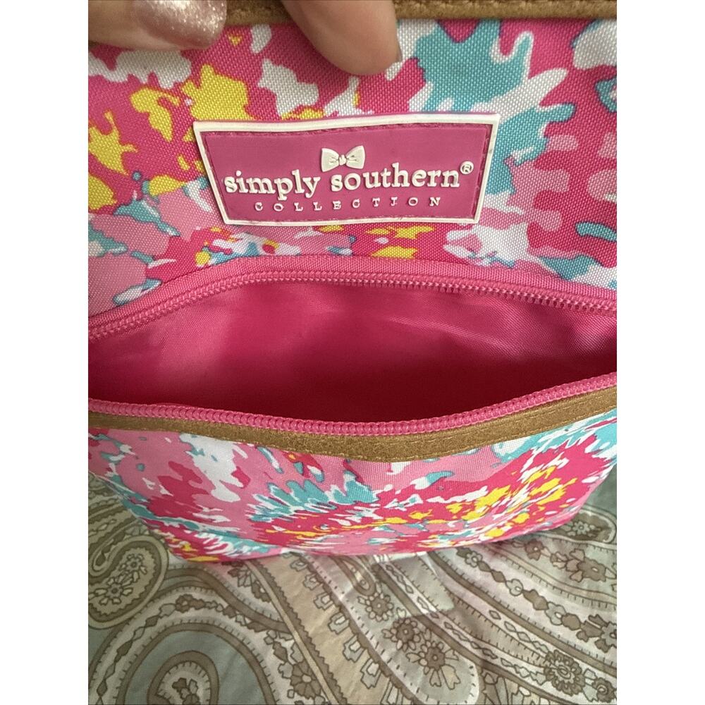 Simply Southern PINK TURQUOISE Floral CROSSBODY Purse 10” X 8” - Picture 7 of 11